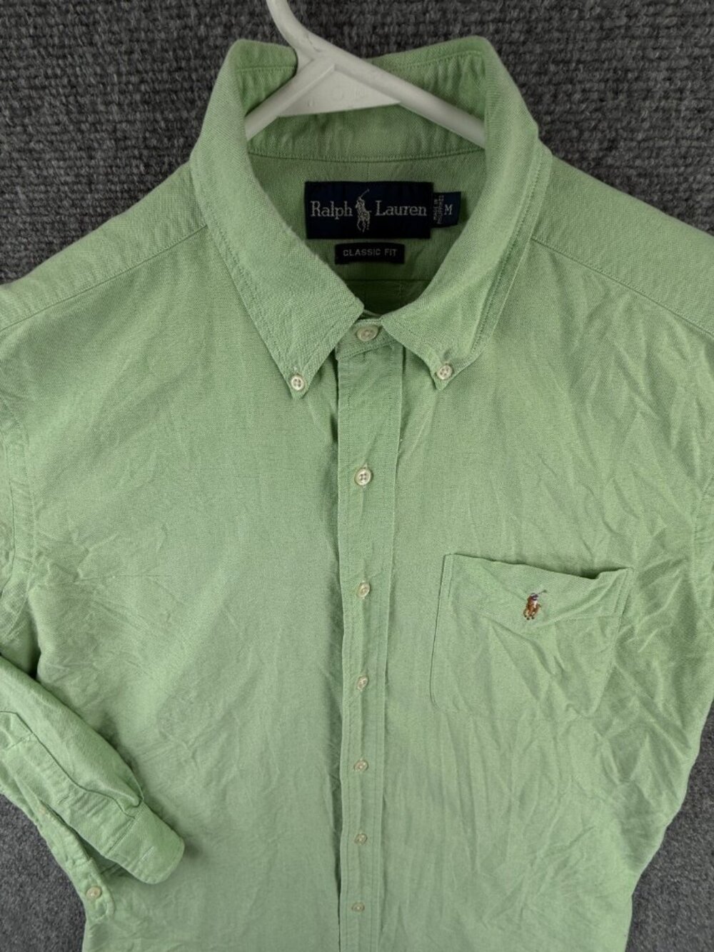 Ralph Lauren OCBD Green Medium Classic Fit Button Up Shirt Long Sleeve Cotton